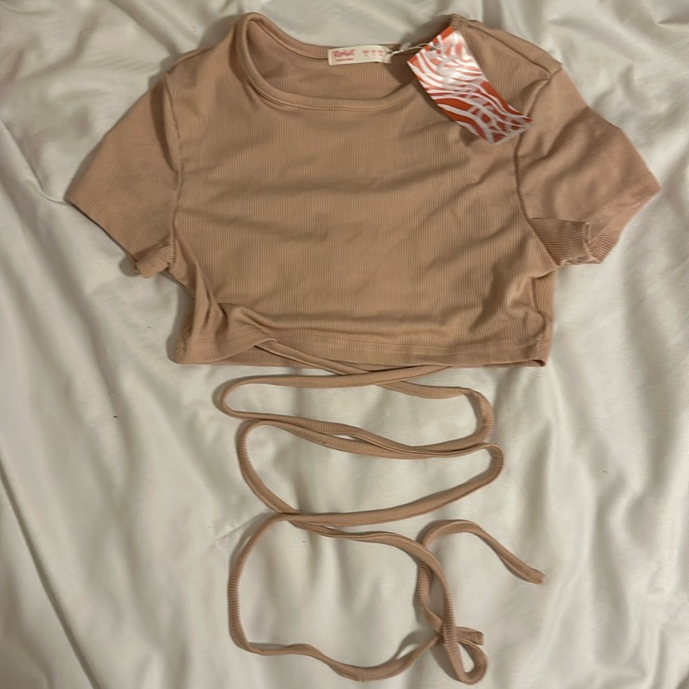 wrap around cropped shirt